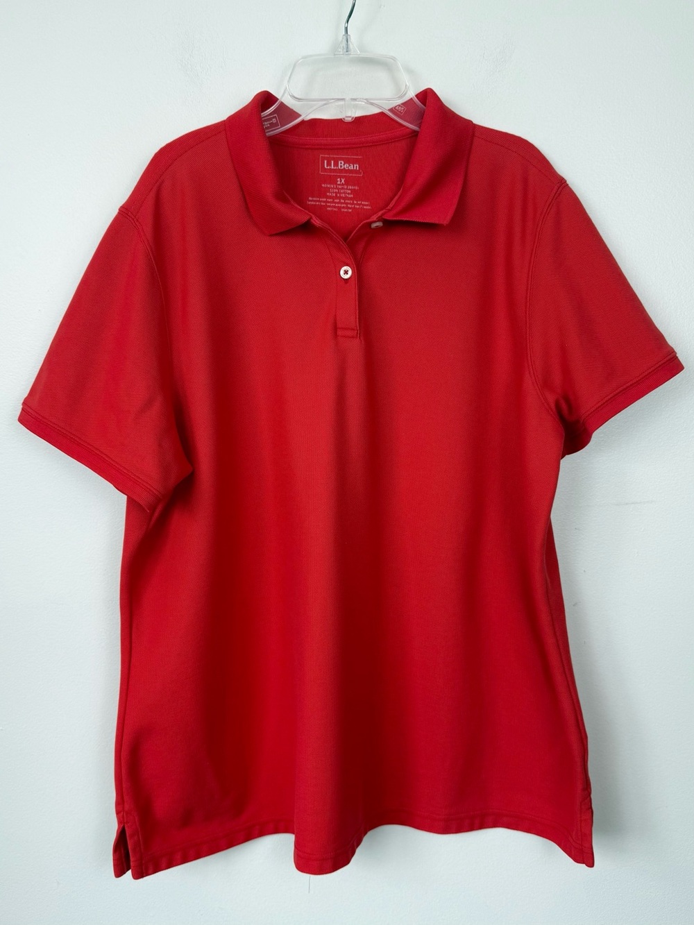 L.L. Bean Women’s True Red Cotton Pique Polo Shirt 1X